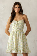 Floral Lace Trim Mini Dress