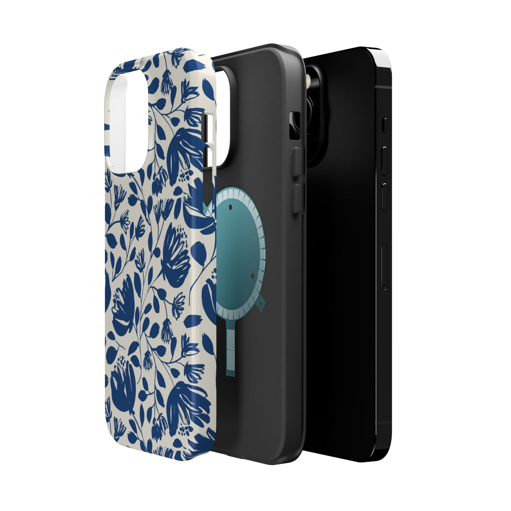 Blue Floral Phone Case MagSafe® Compatible