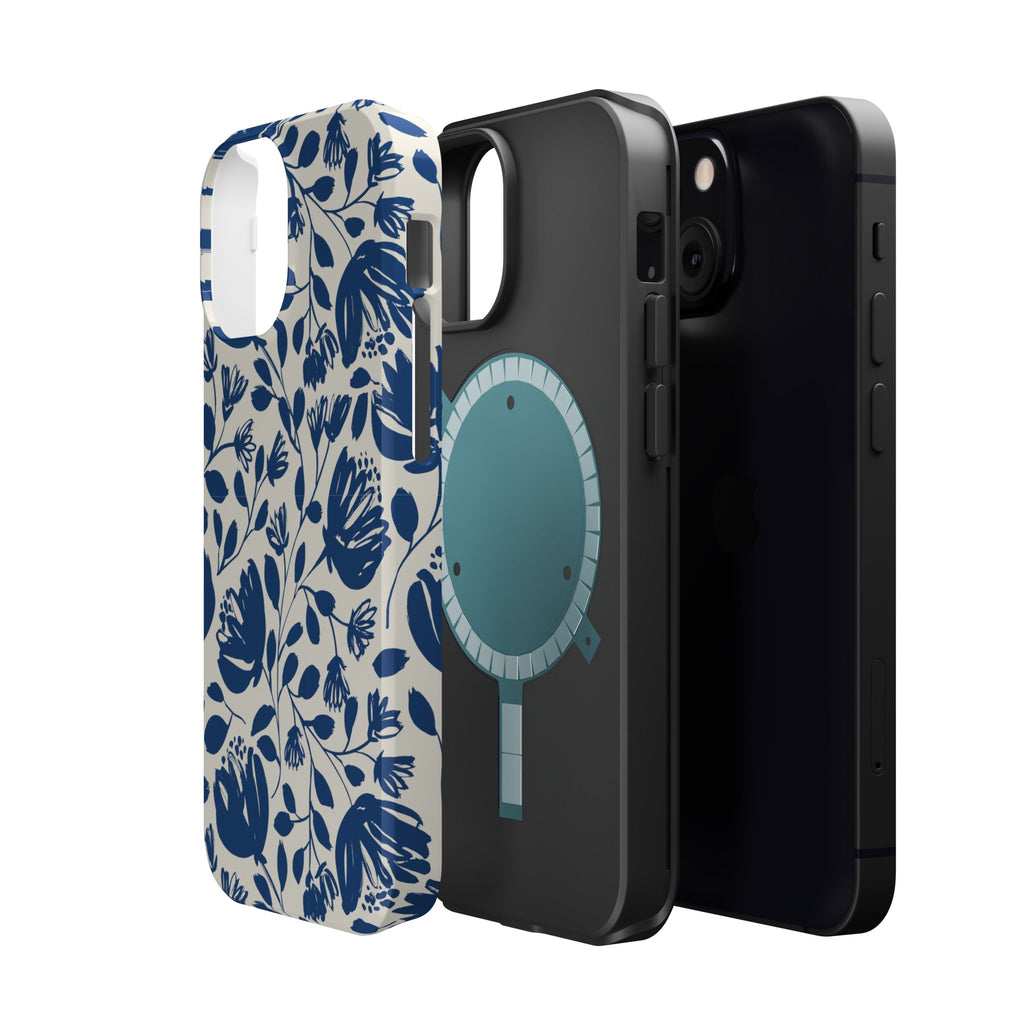 Blue Floral Phone Case MagSafe® Compatible