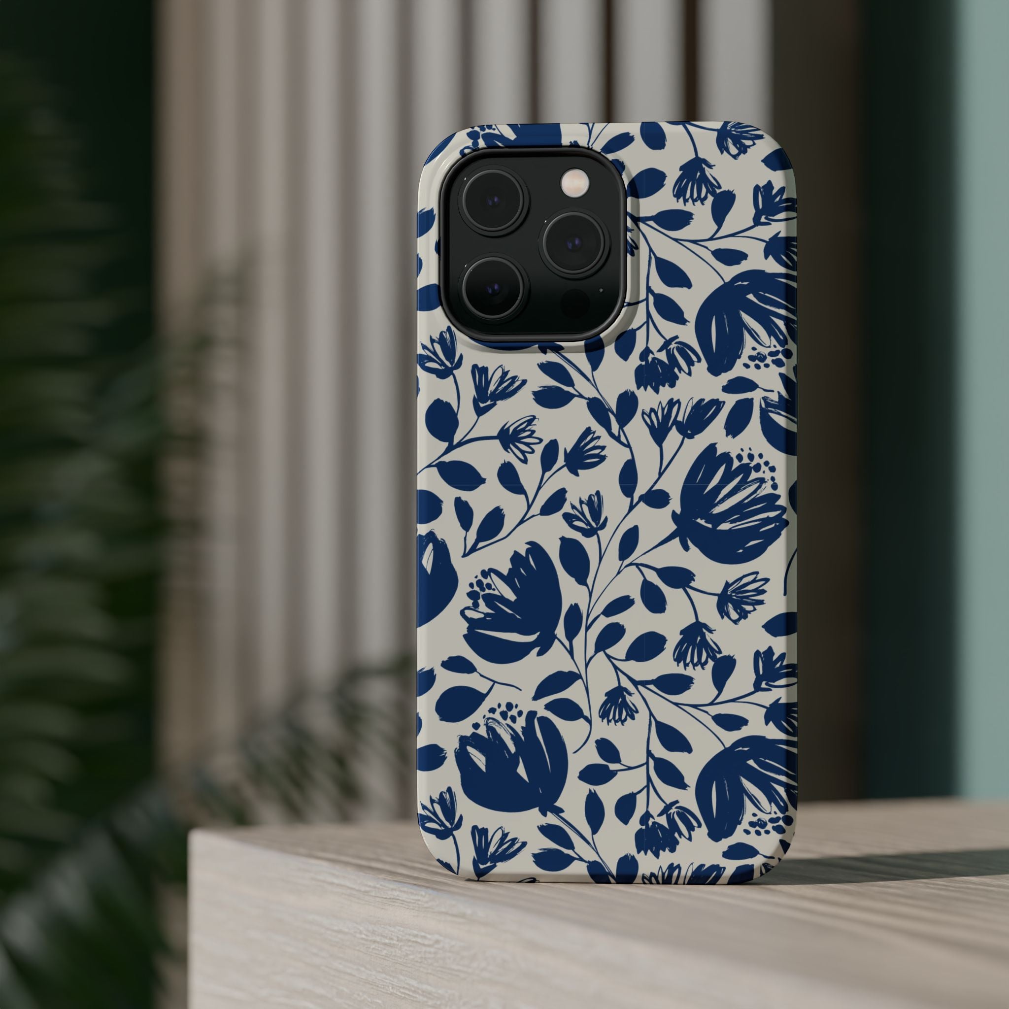 Blue Floral Phone Case MagSafe® Compatible