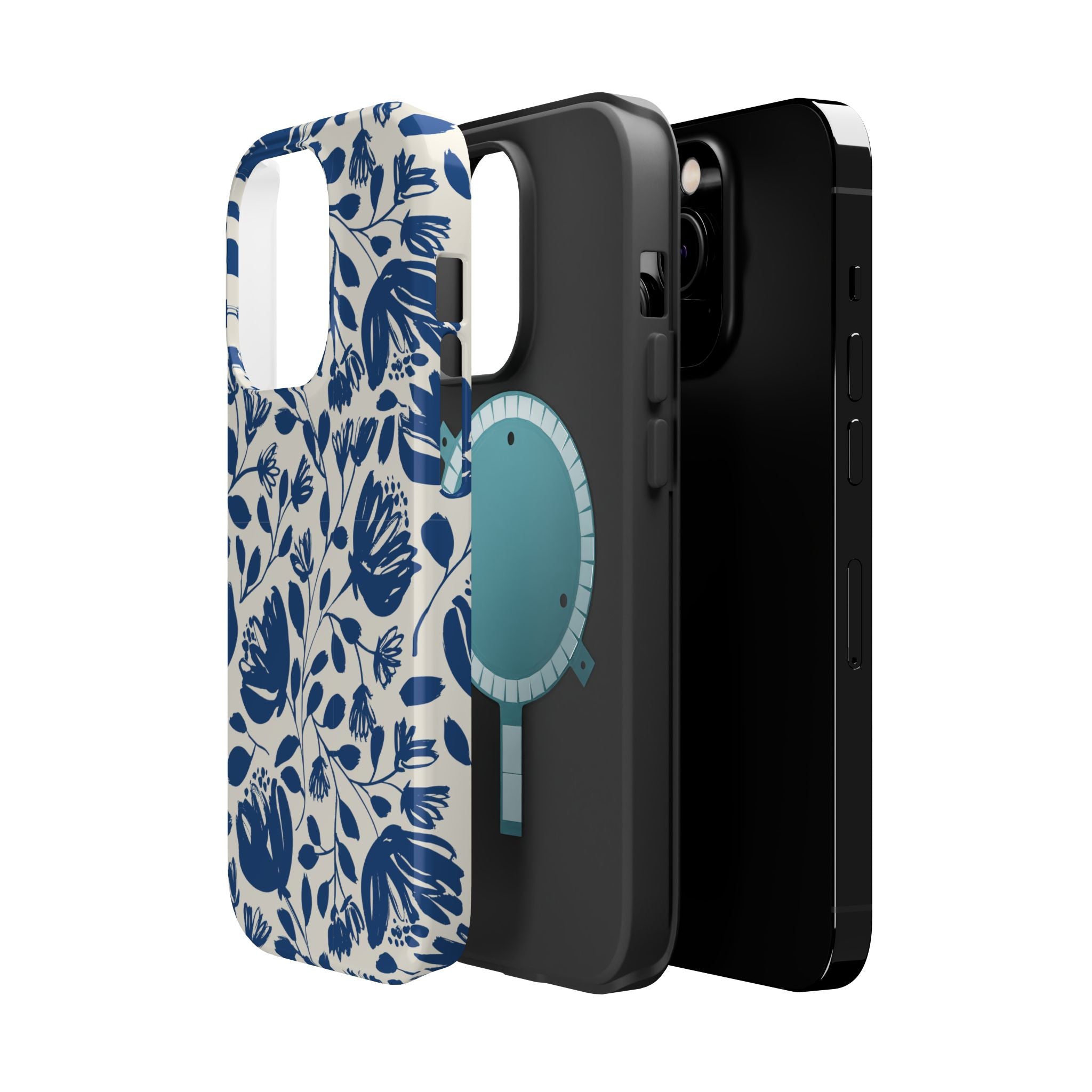 Blue Floral Phone Case MagSafe® Compatible