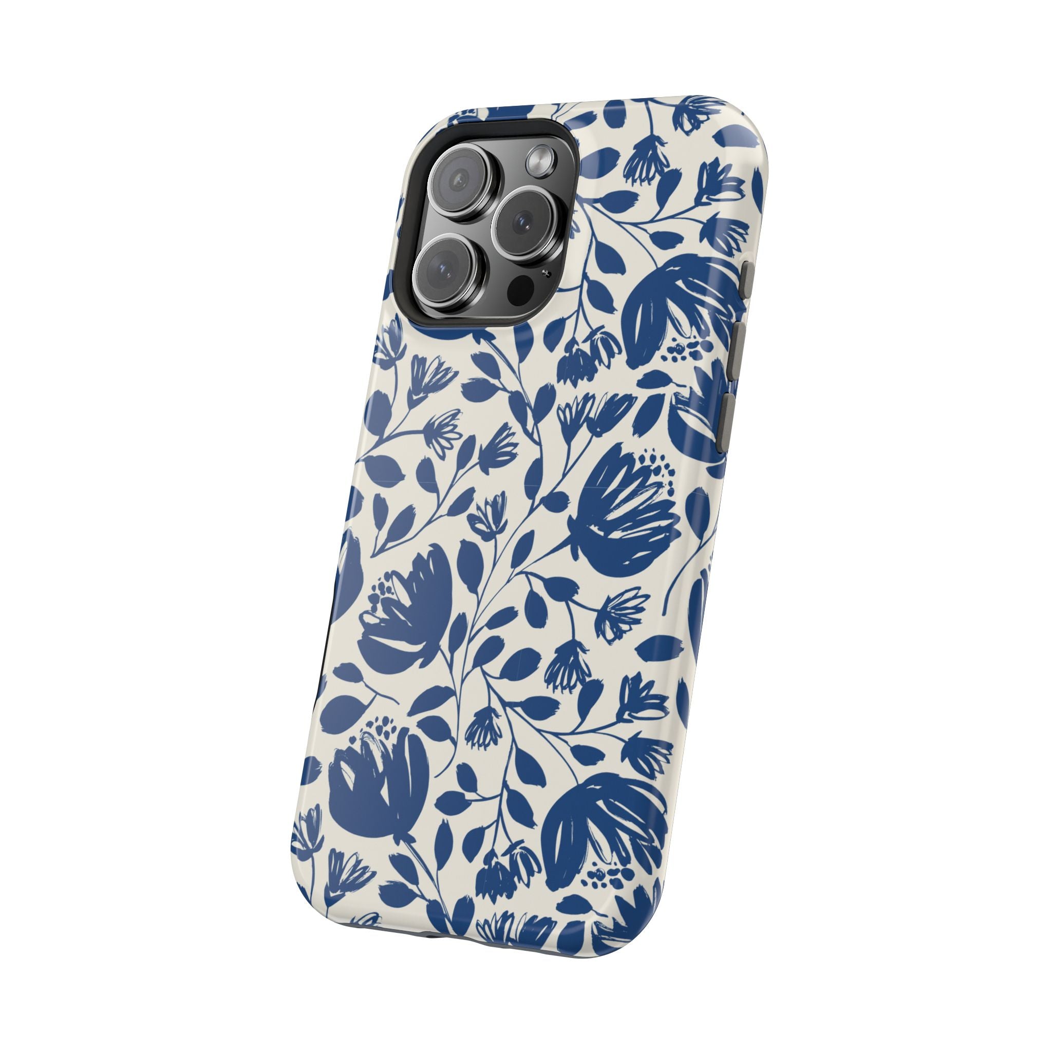 Blue Floral Phone Case MagSafe® Compatible