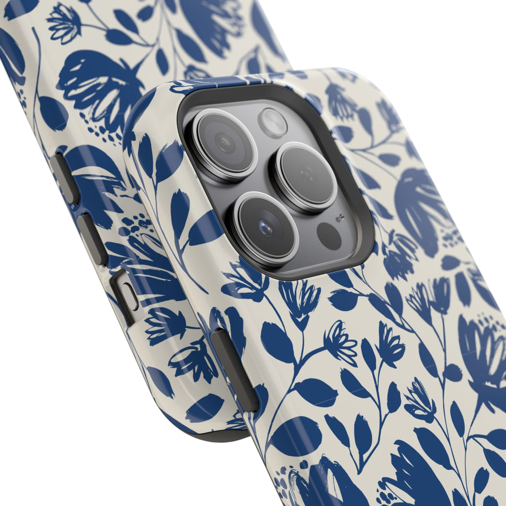 Blue Floral Phone Case MagSafe® Compatible
