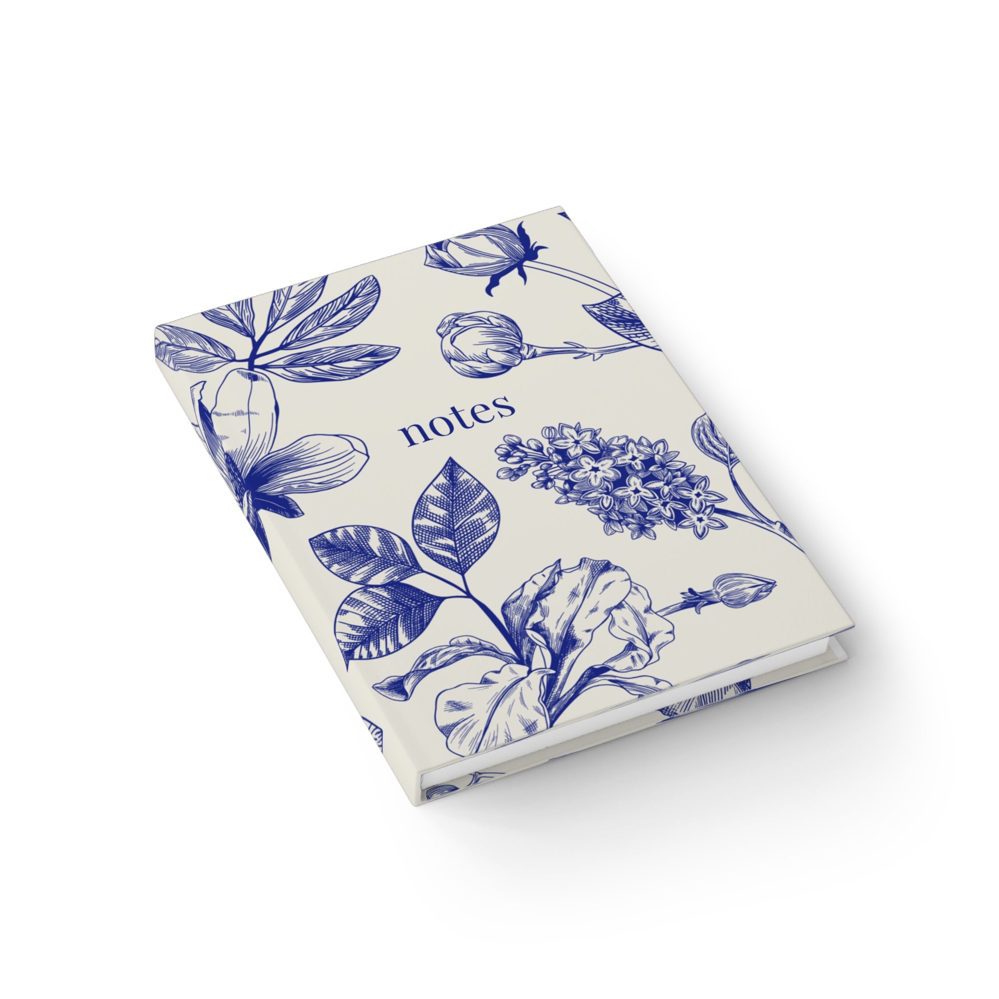 Floral Notes Journal — Blue Botanical Ruled Notebook
