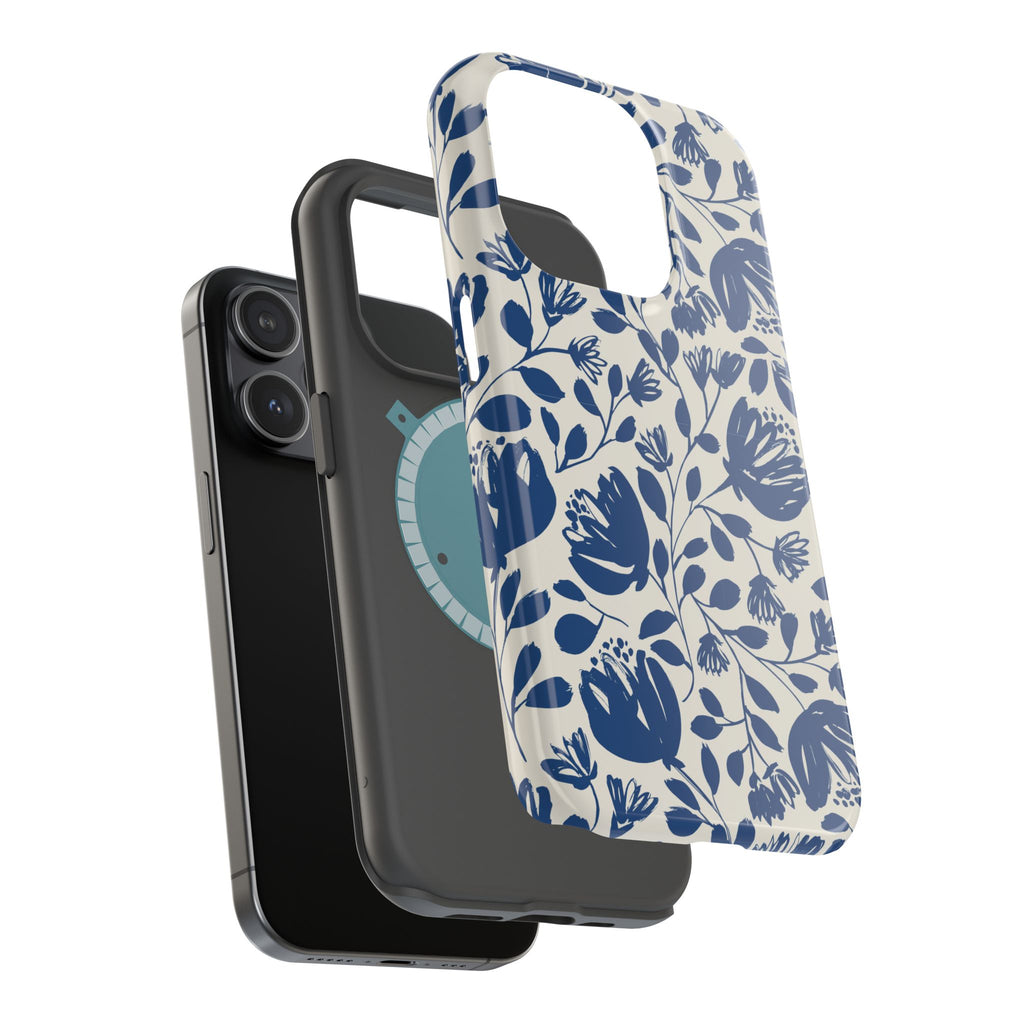 Blue Floral Phone Case MagSafe® Compatible