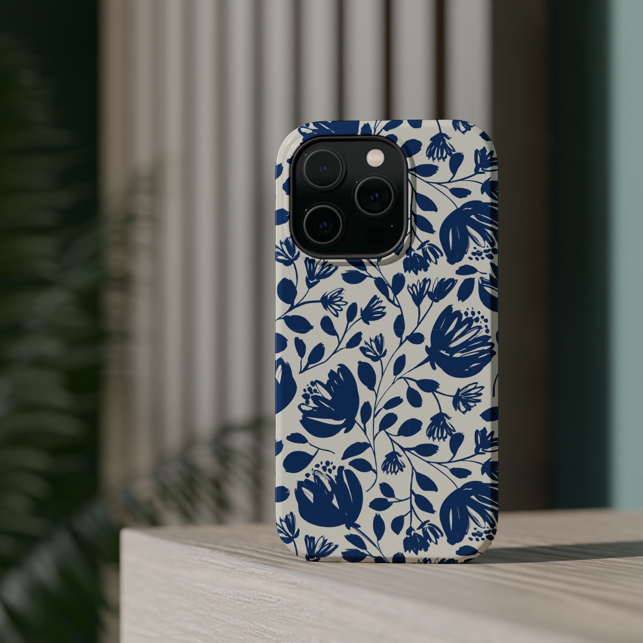 Blue Floral Phone Case MagSafe® Compatible