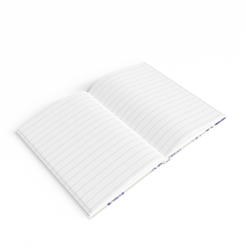 Floral Notes Journal — Blue Botanical Ruled Notebook