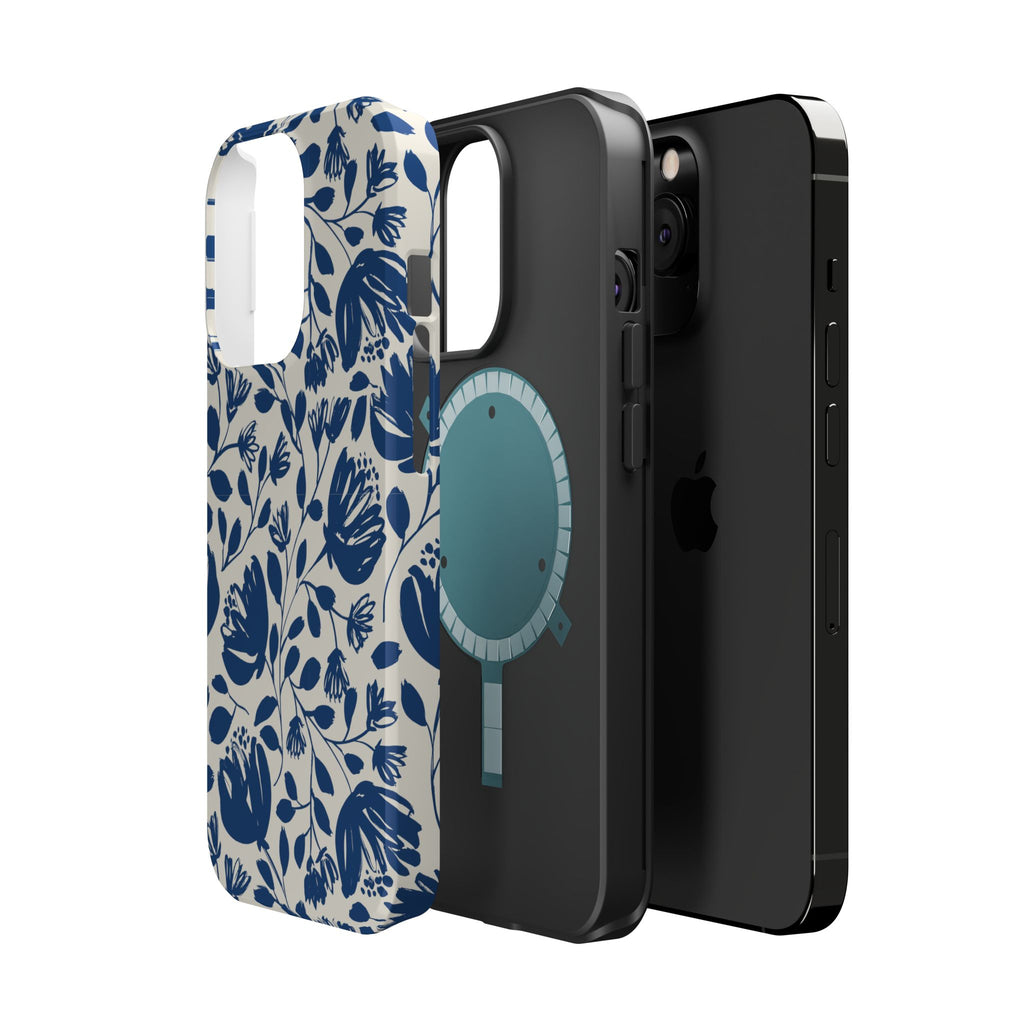 Blue Floral Phone Case MagSafe® Compatible