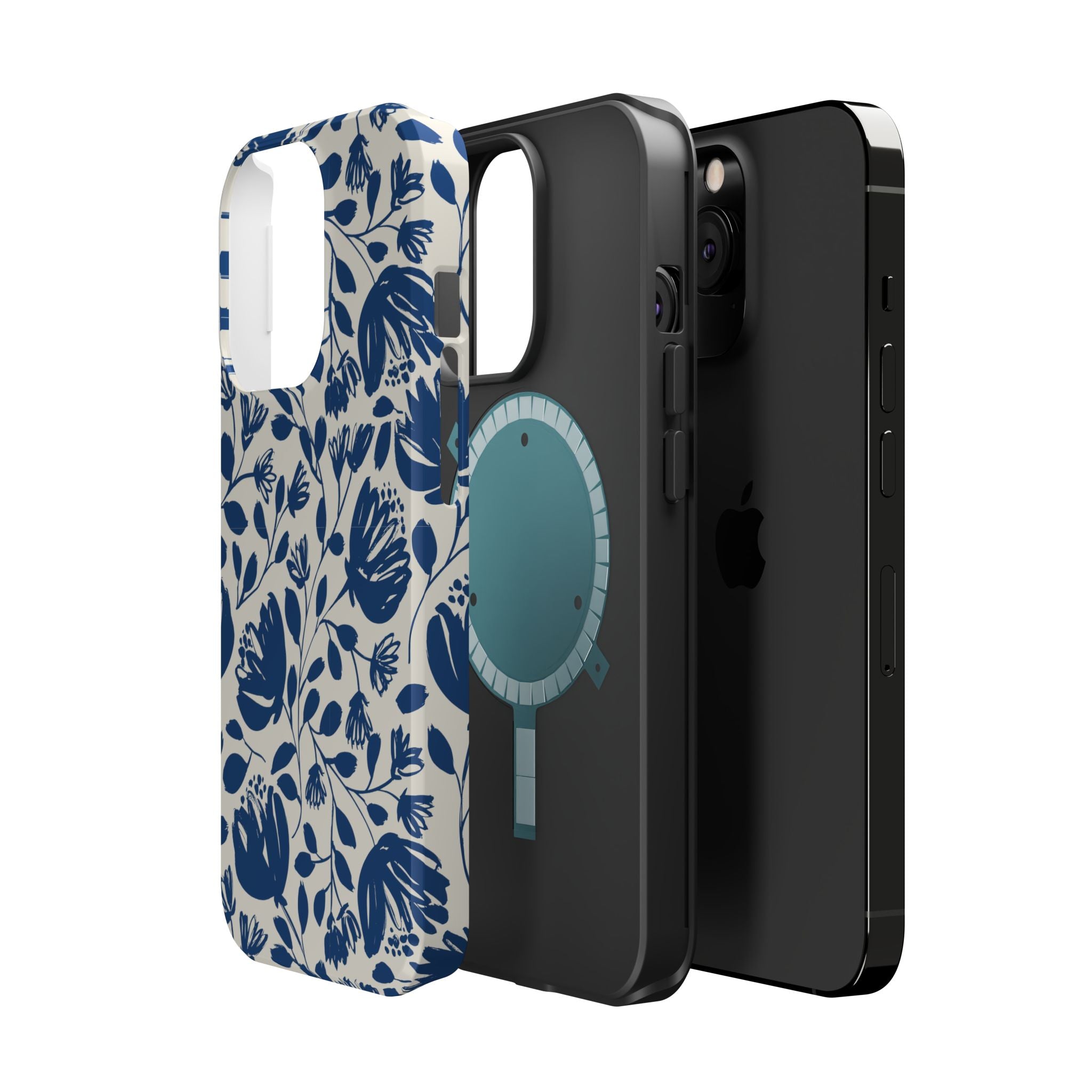 Blue Floral Phone Case MagSafe® Compatible