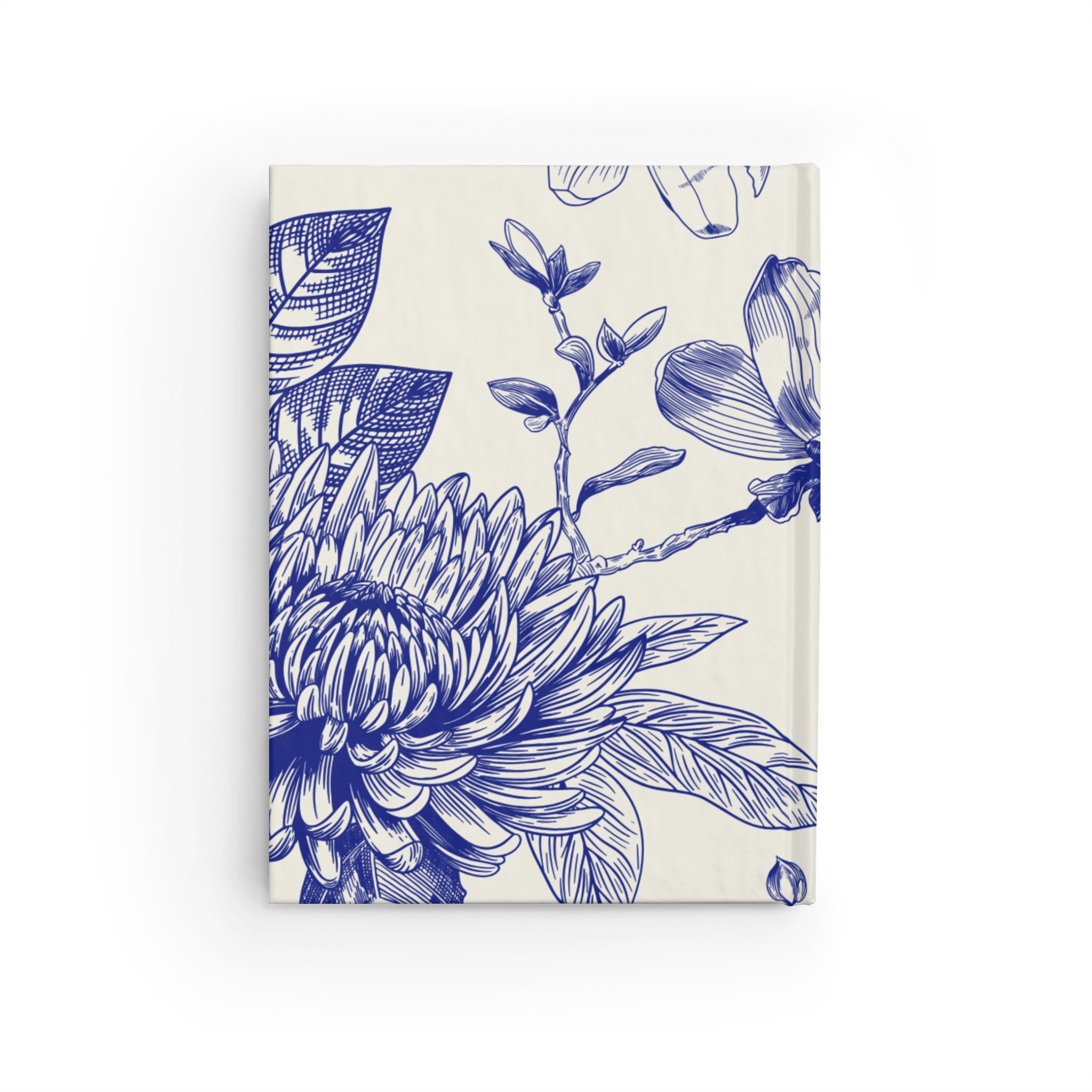 Floral Notes Journal — Blue Botanical Ruled Notebook