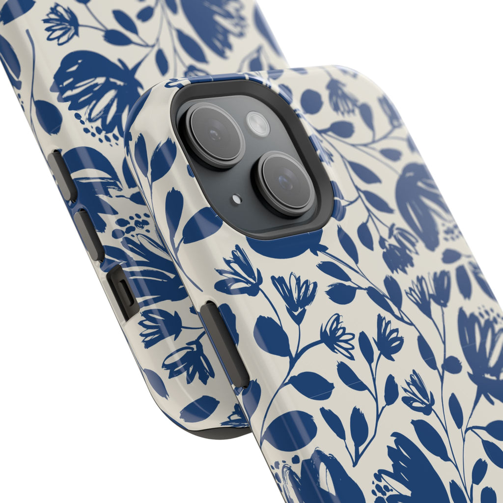 Blue Floral Phone Case MagSafe® Compatible