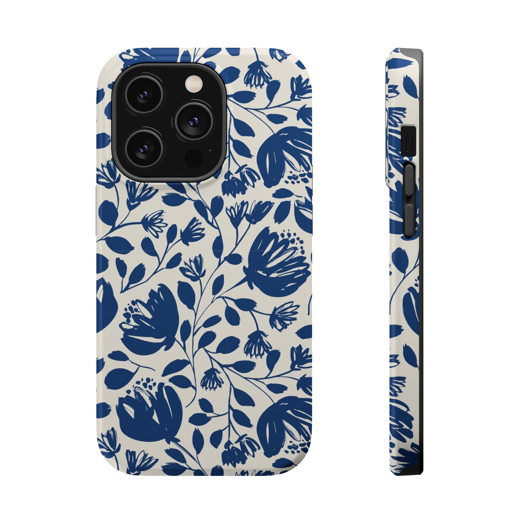 Blue Floral Phone Case MagSafe® Compatible