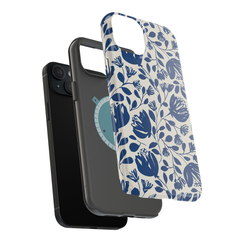 Blue Floral Phone Case MagSafe® Compatible