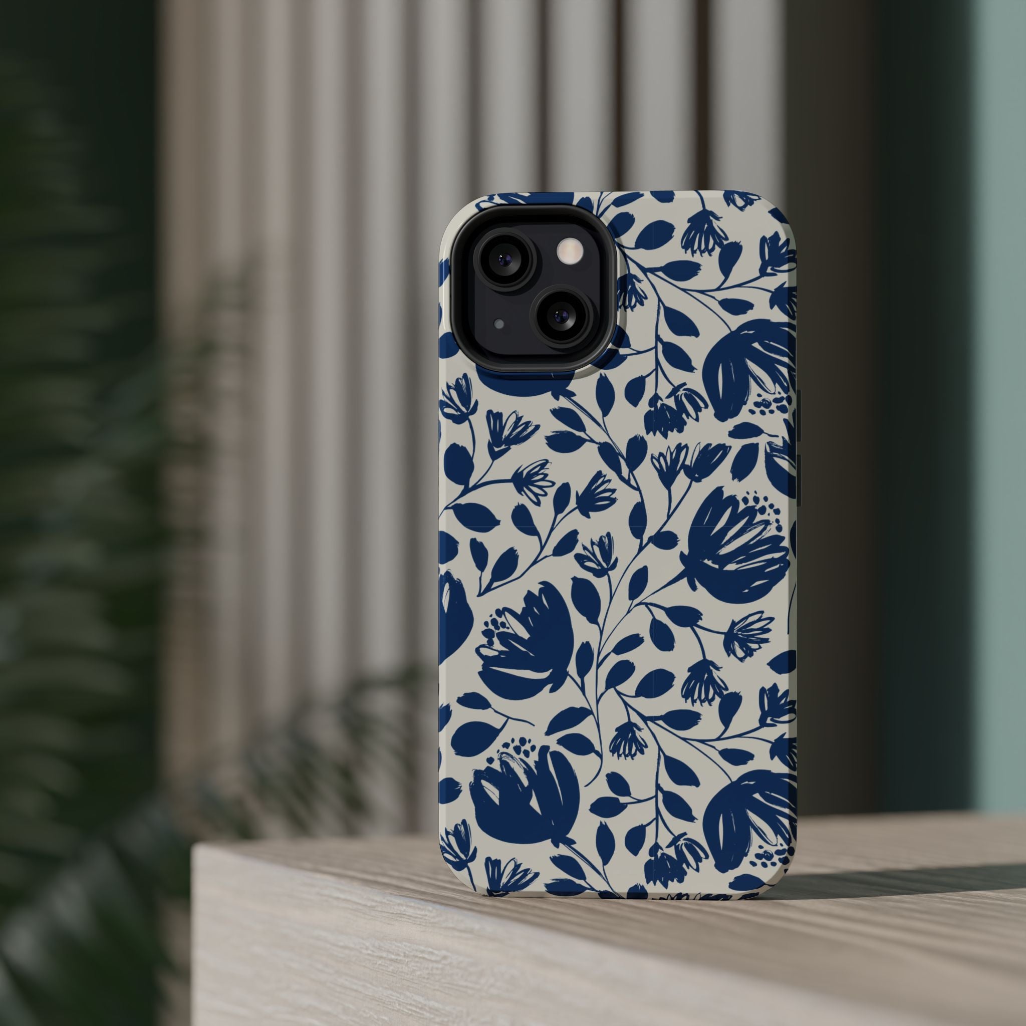 Blue Floral Phone Case MagSafe® Compatible