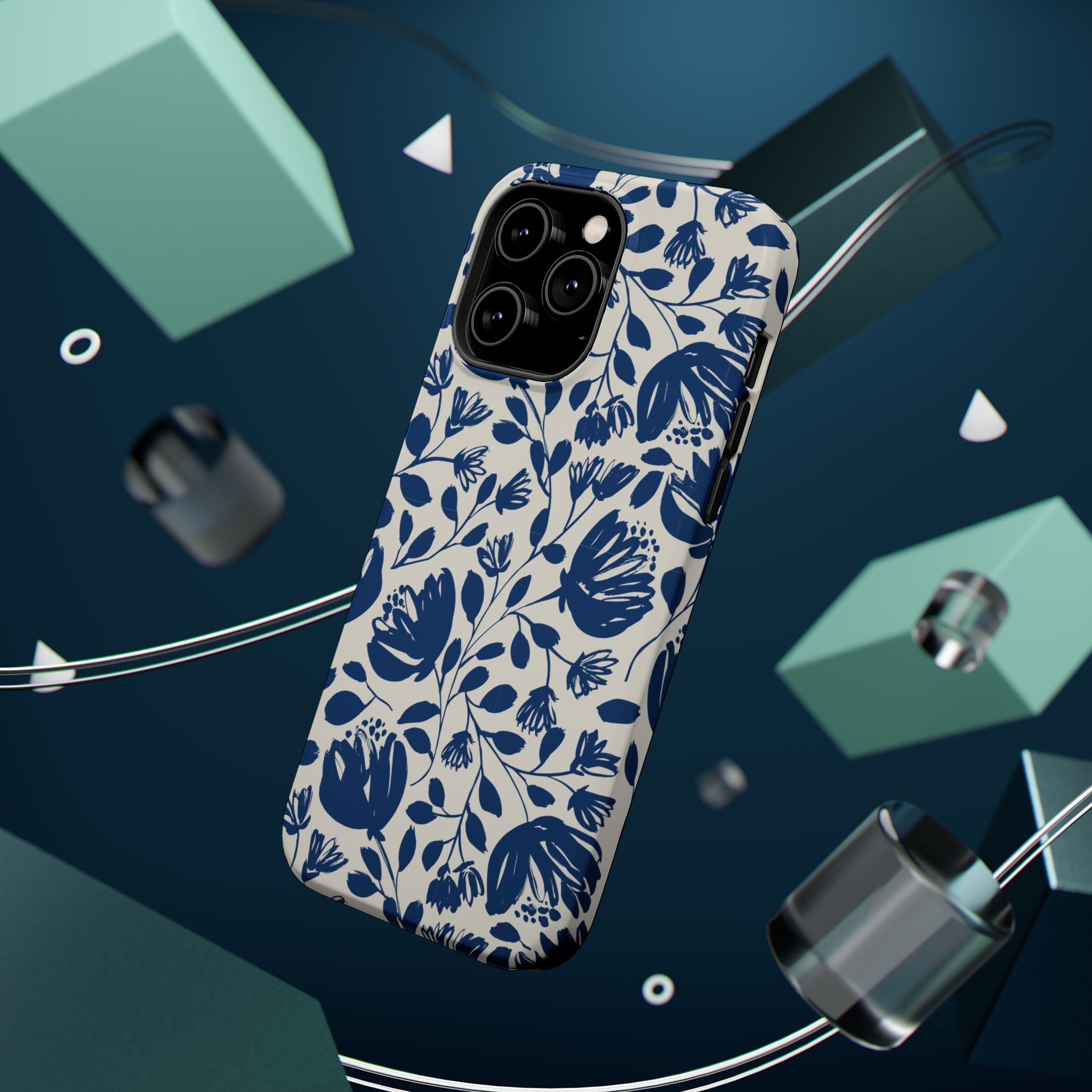 Blue Floral Phone Case MagSafe® Compatible
