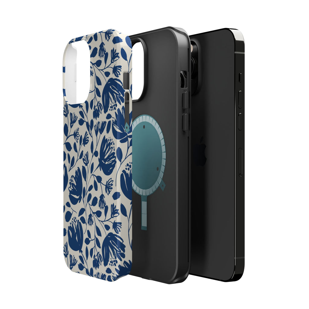 Blue Floral Phone Case MagSafe® Compatible