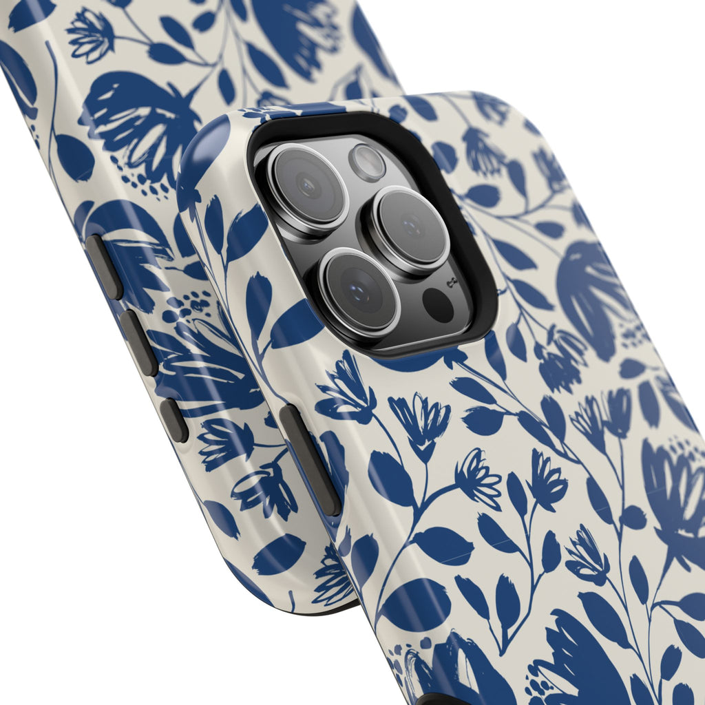 Blue Floral Phone Case MagSafe® Compatible