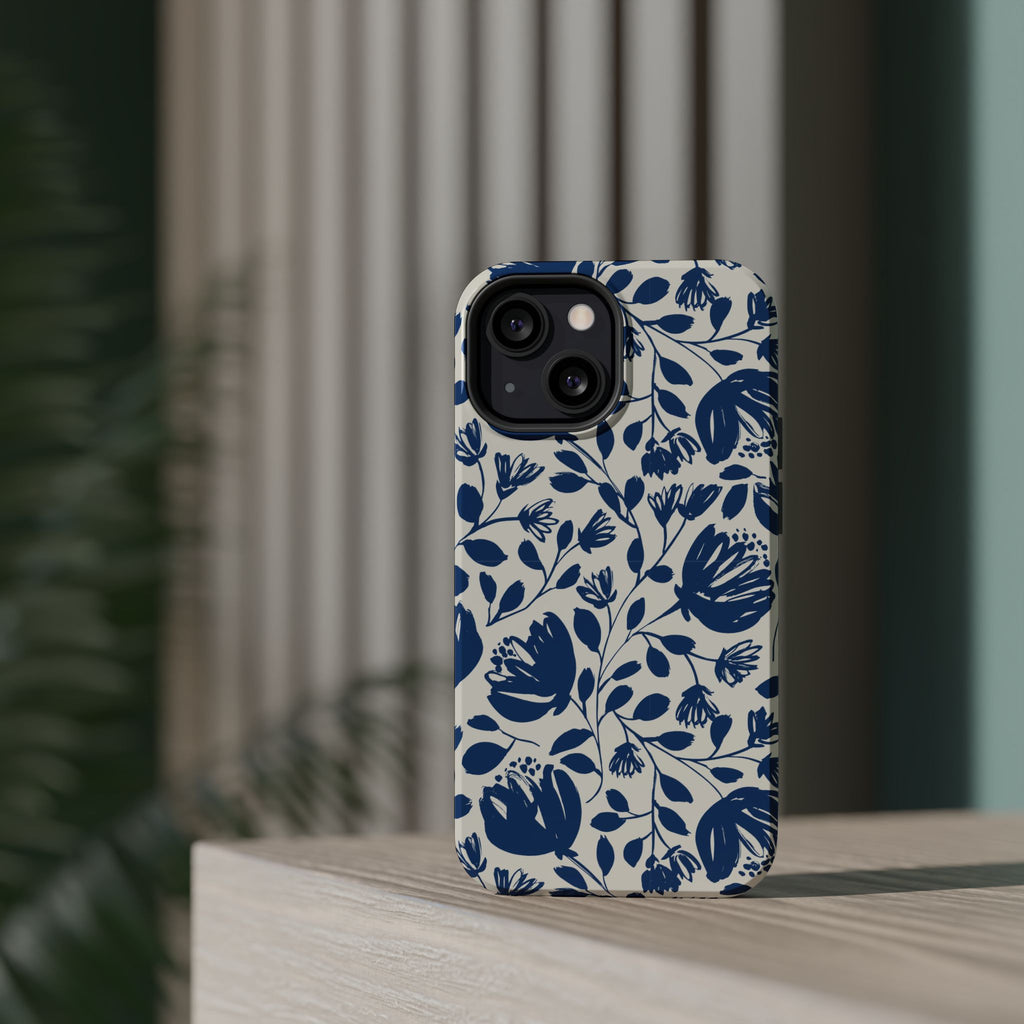 Blue Floral Phone Case MagSafe® Compatible