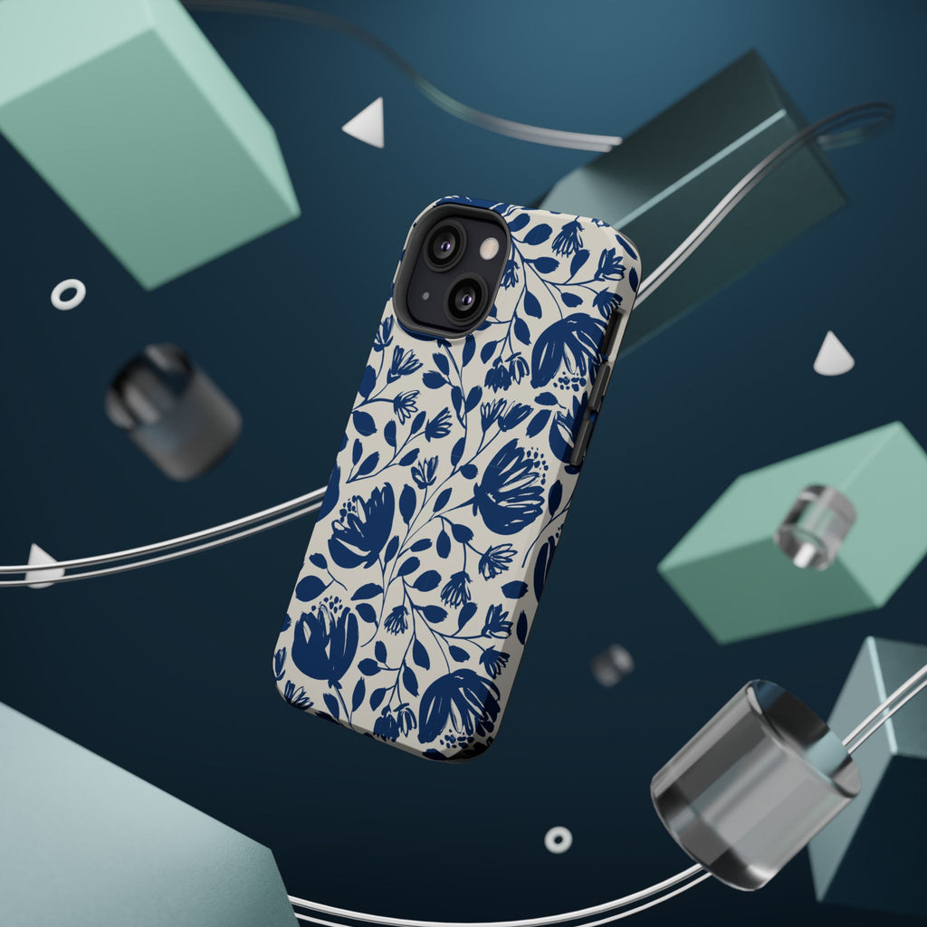 Blue Floral Phone Case MagSafe® Compatible