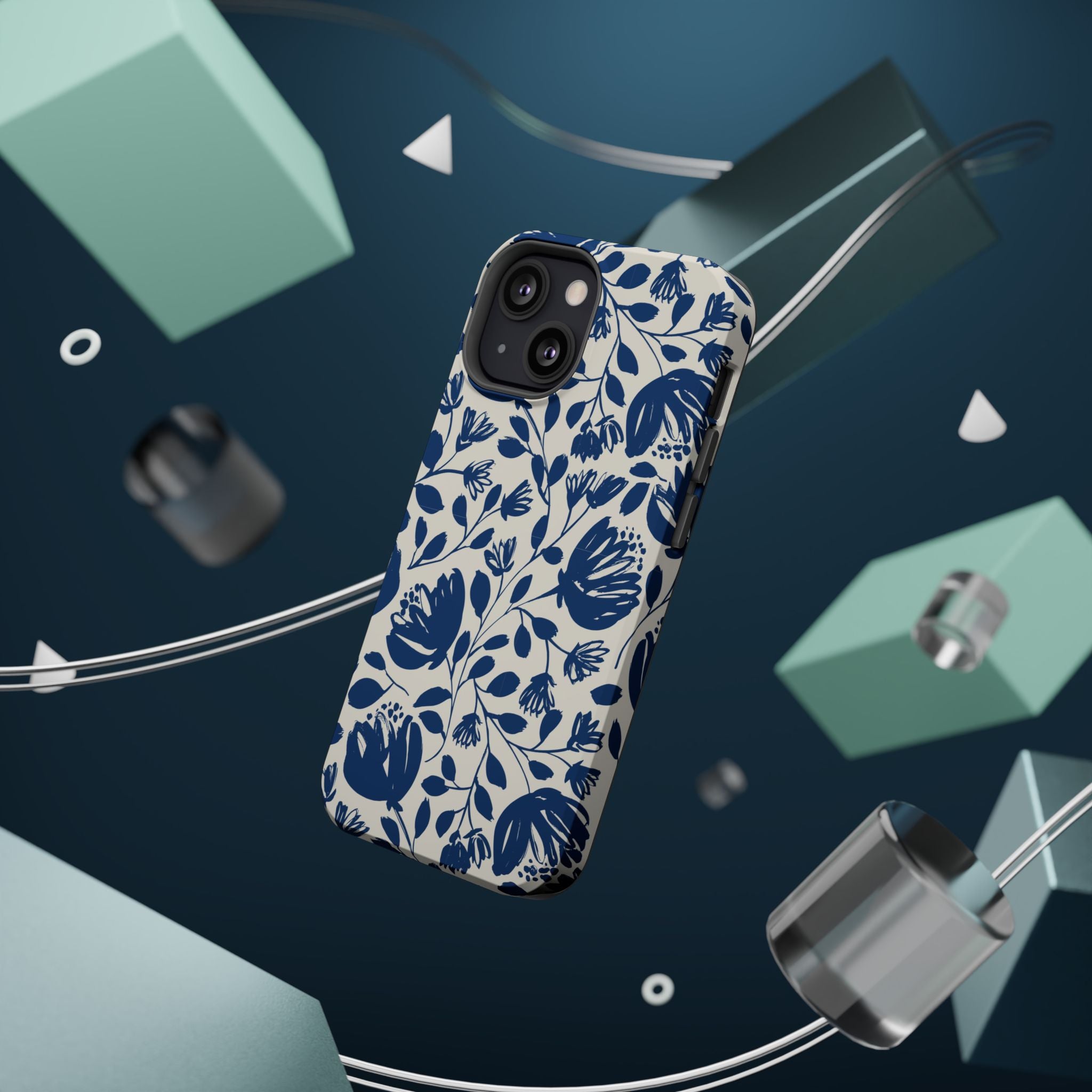 Blue Floral Phone Case MagSafe® Compatible