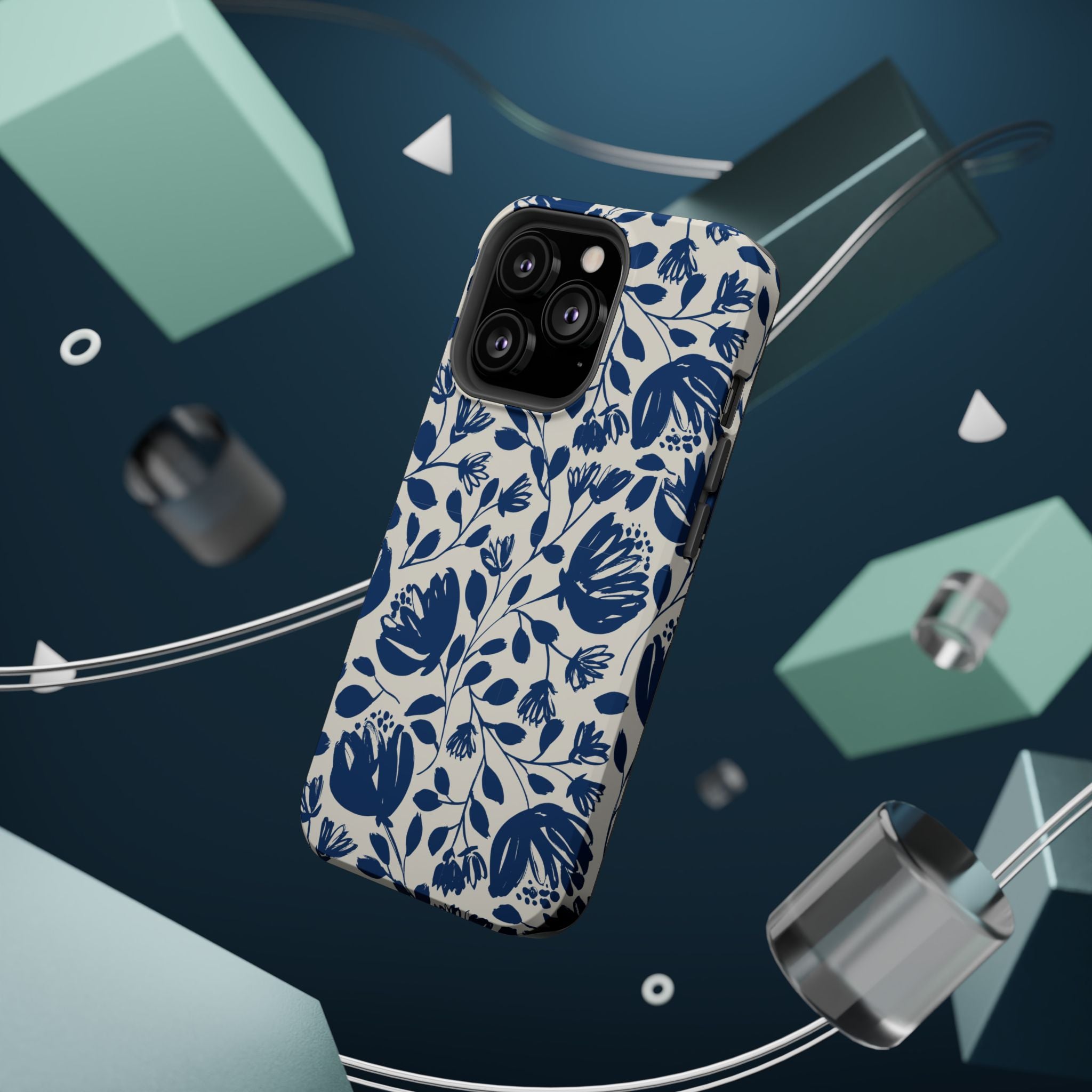 Blue Floral Phone Case MagSafe® Compatible