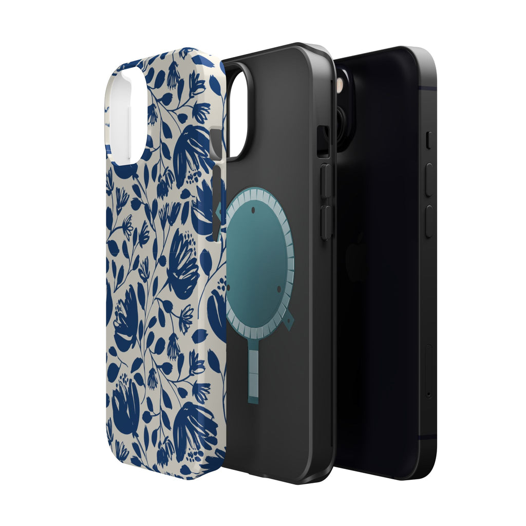 Blue Floral Phone Case MagSafe® Compatible