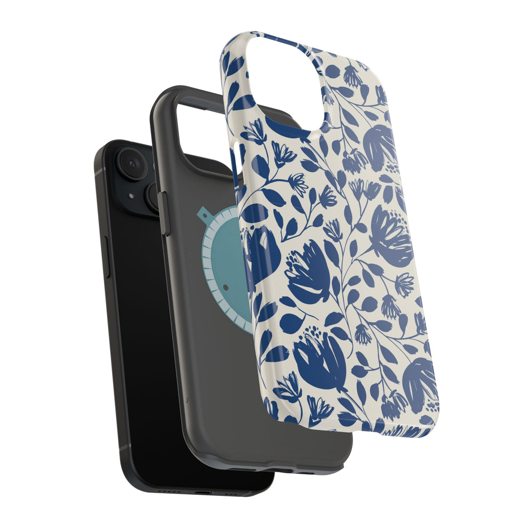 Blue Floral Phone Case MagSafe® Compatible