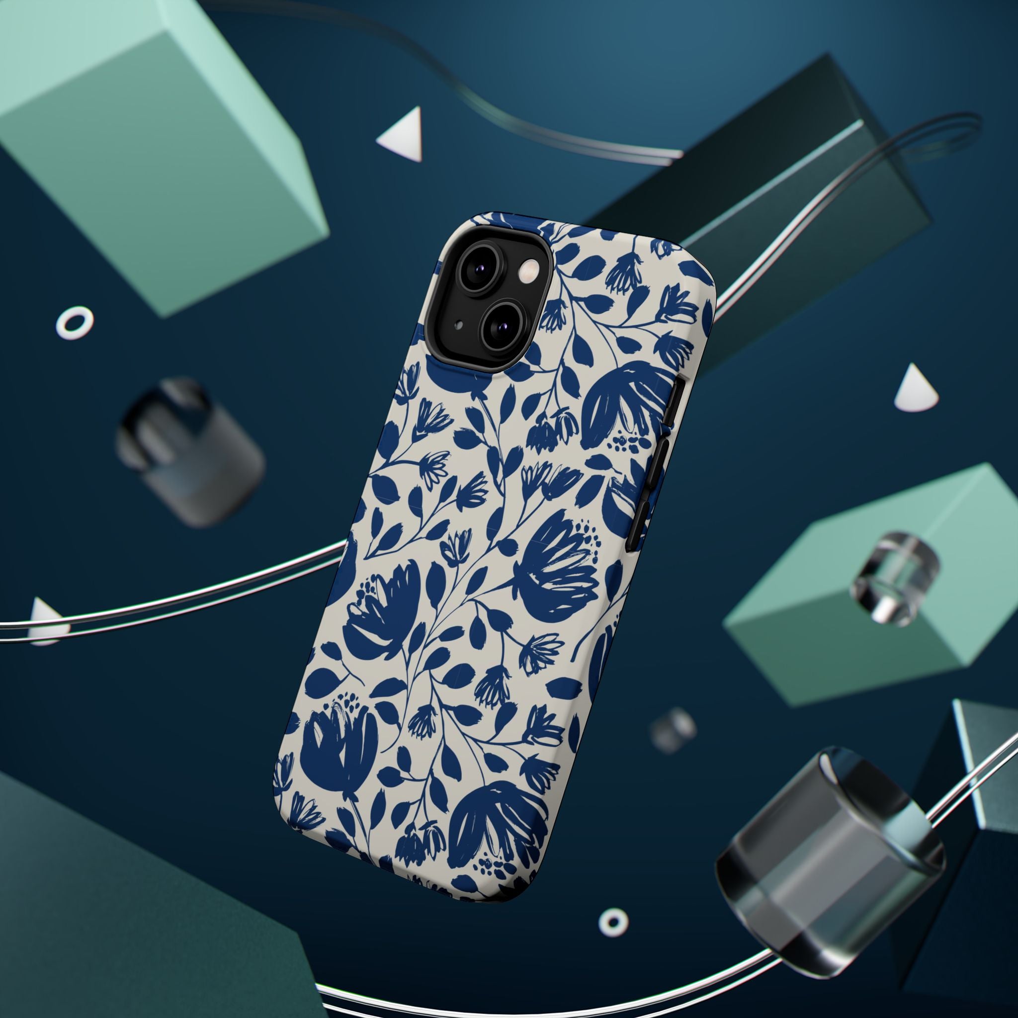 Blue Floral Phone Case MagSafe® Compatible
