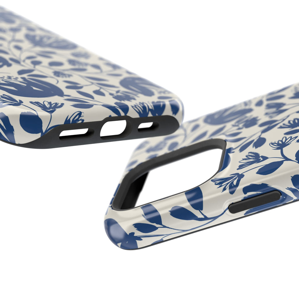 Blue Floral Phone Case MagSafe® Compatible