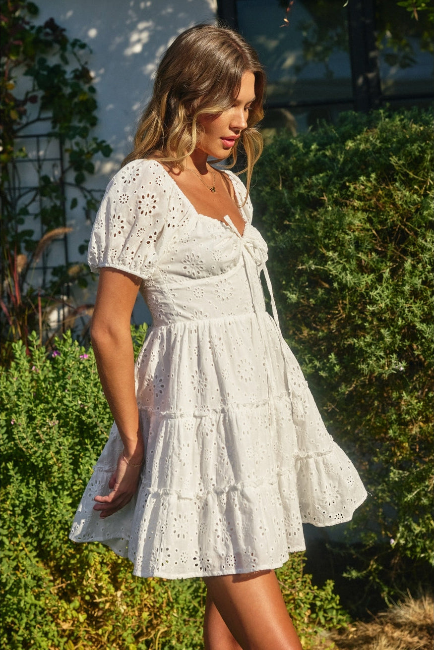 White Laters Baby Eyelet Mini Dress