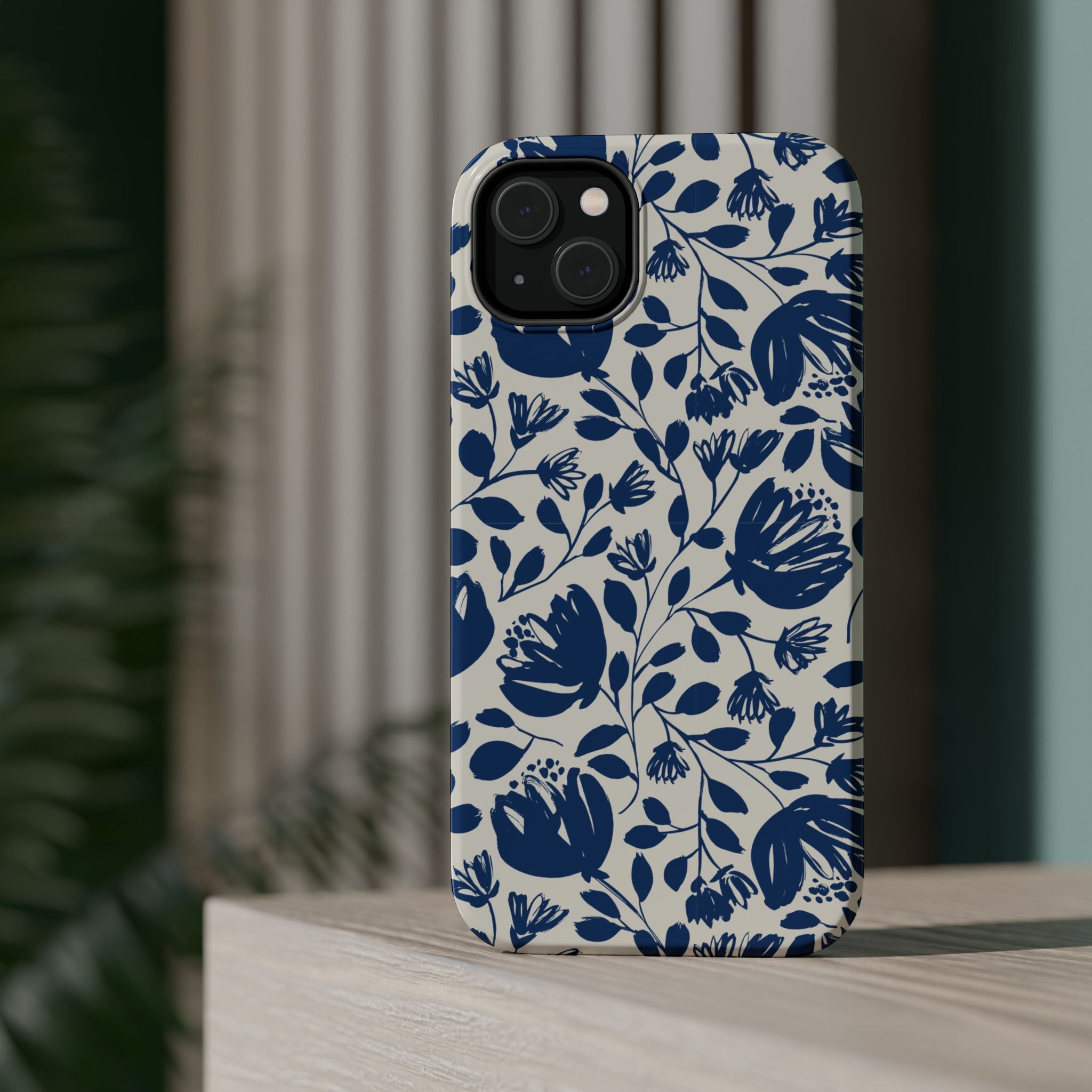 Blue Floral Phone Case MagSafe® Compatible