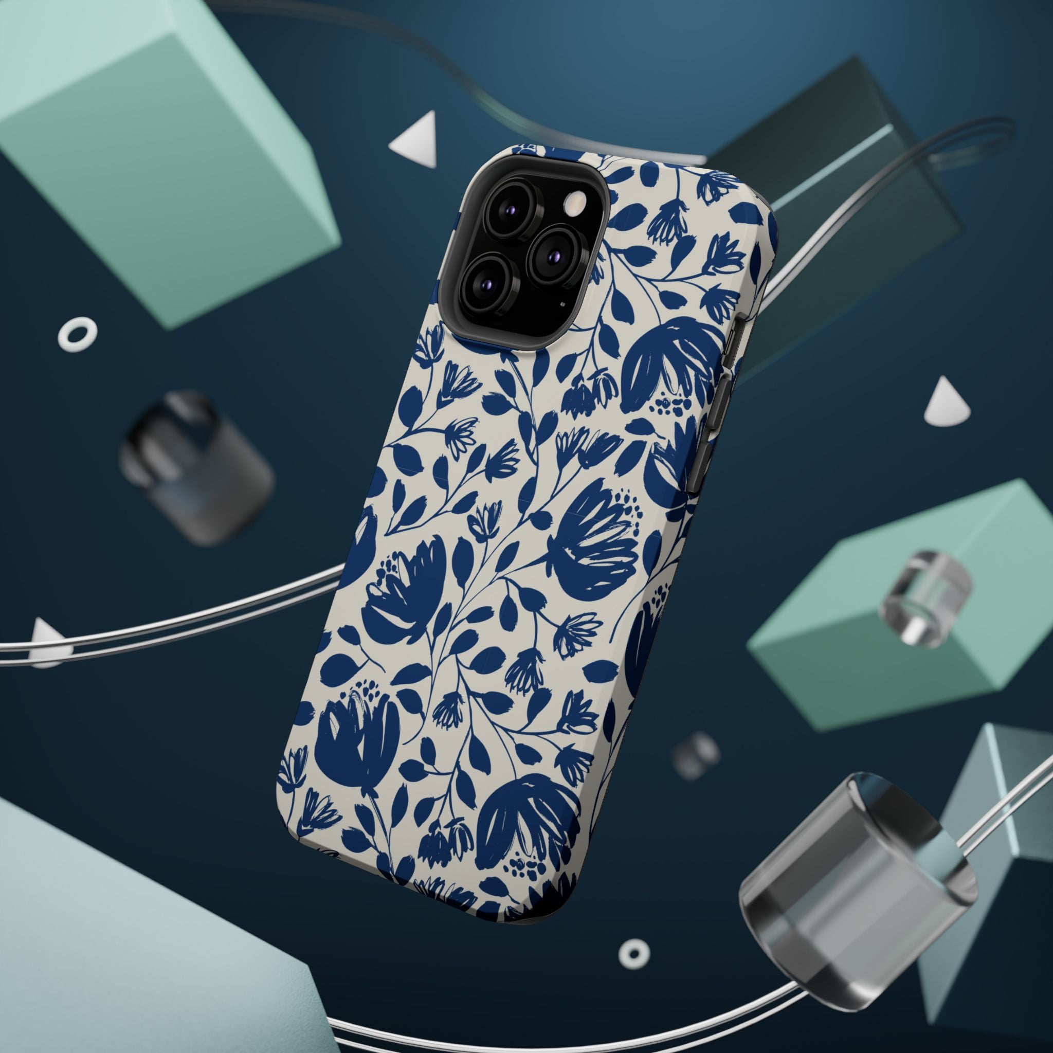 Blue Floral Phone Case MagSafe® Compatible