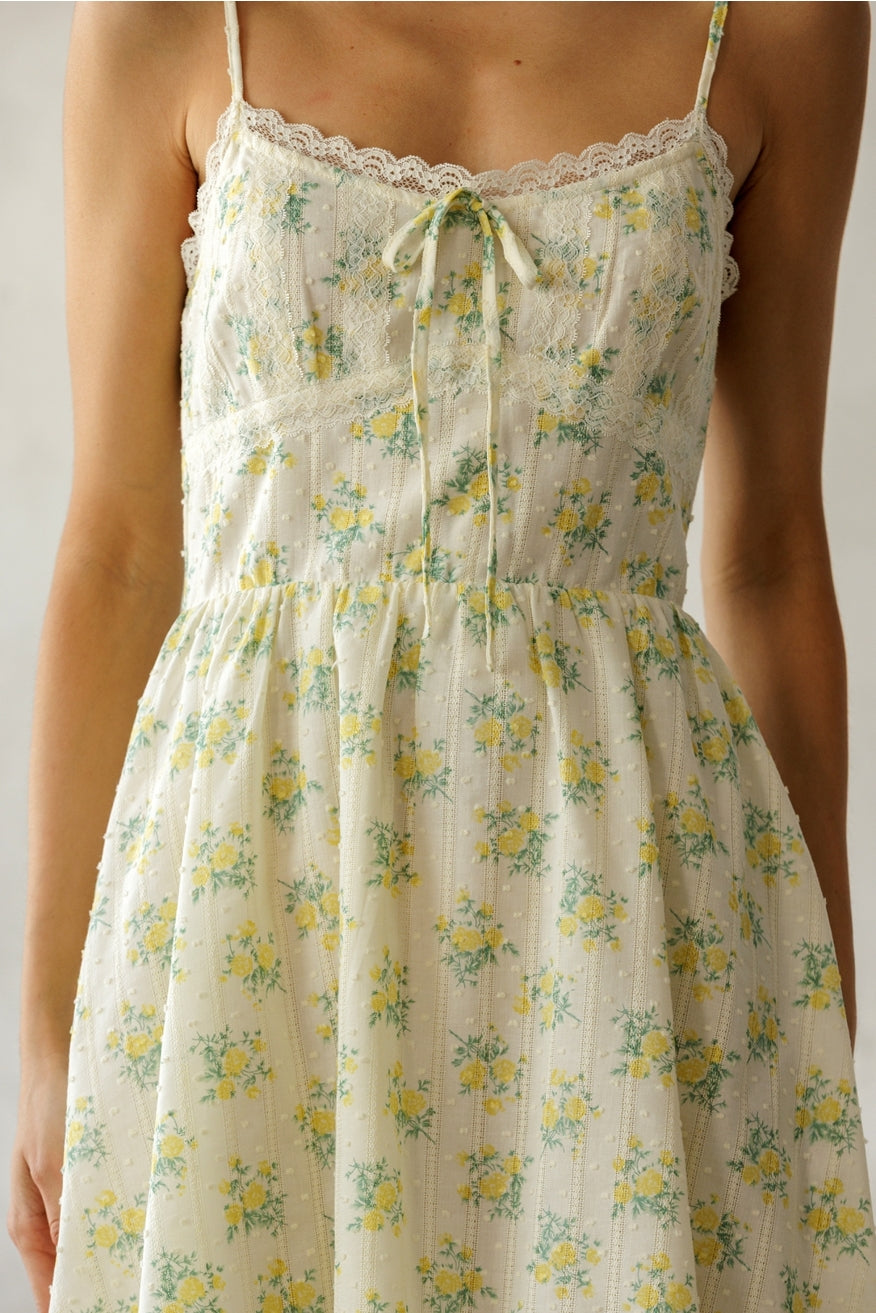 Floral Lace Trim Mini Dress