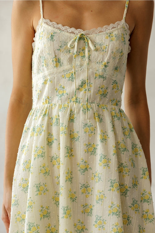 Floral Lace Trim Mini Dress