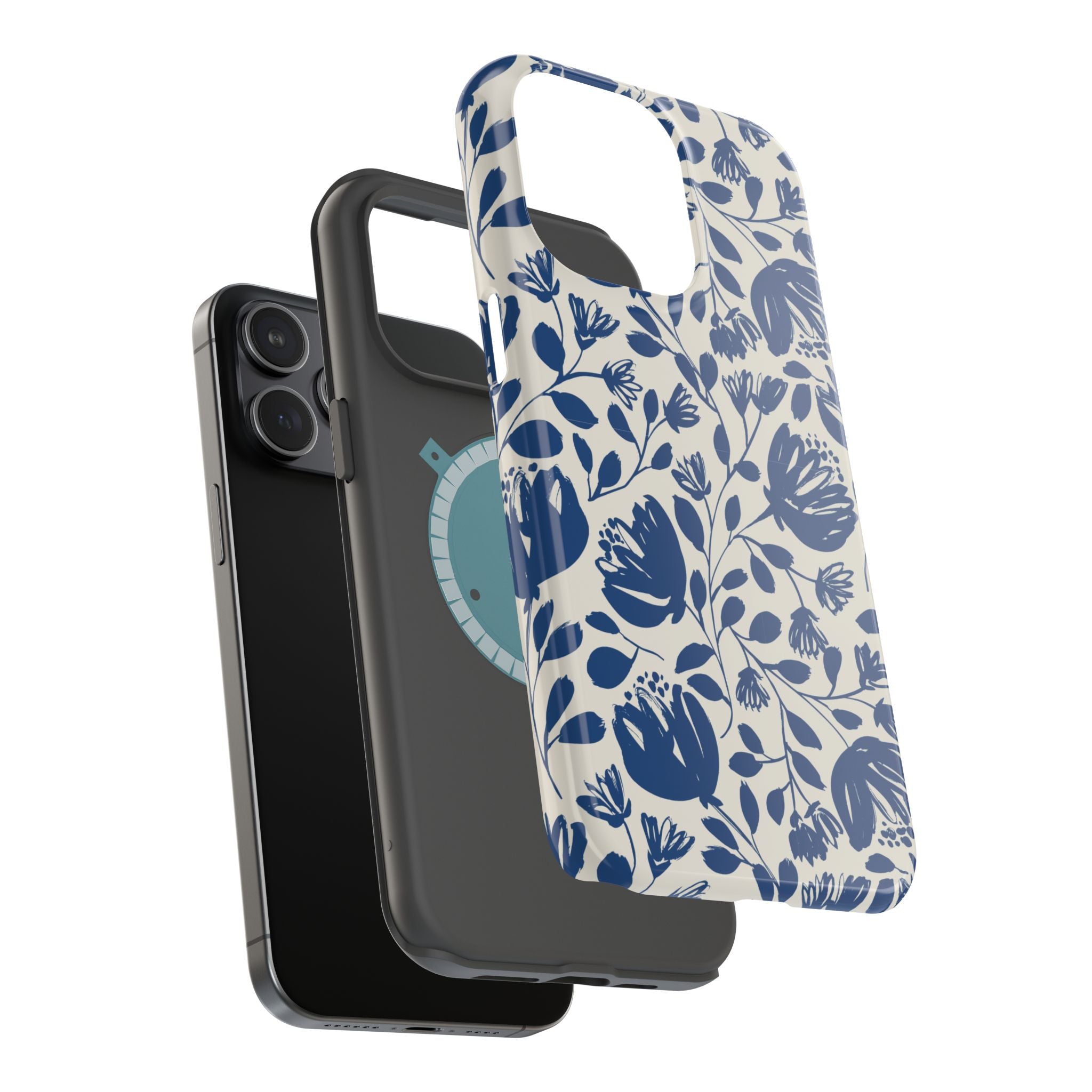 Blue Floral Phone Case MagSafe® Compatible