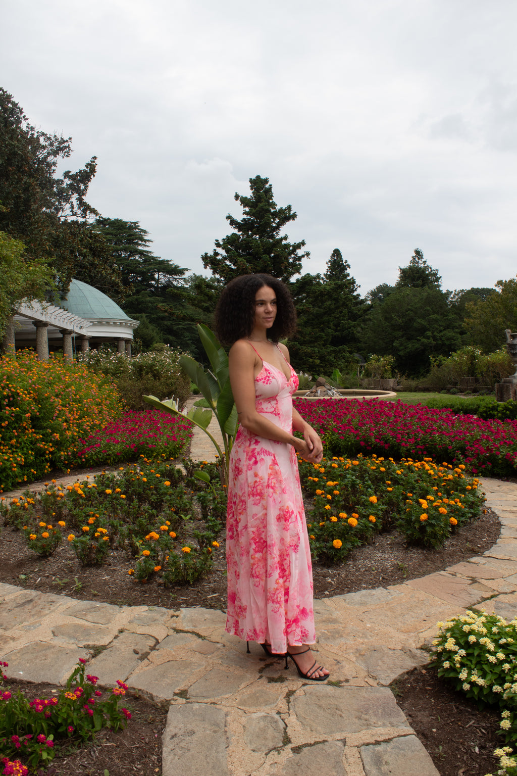Open Back Floral Maxi Dress