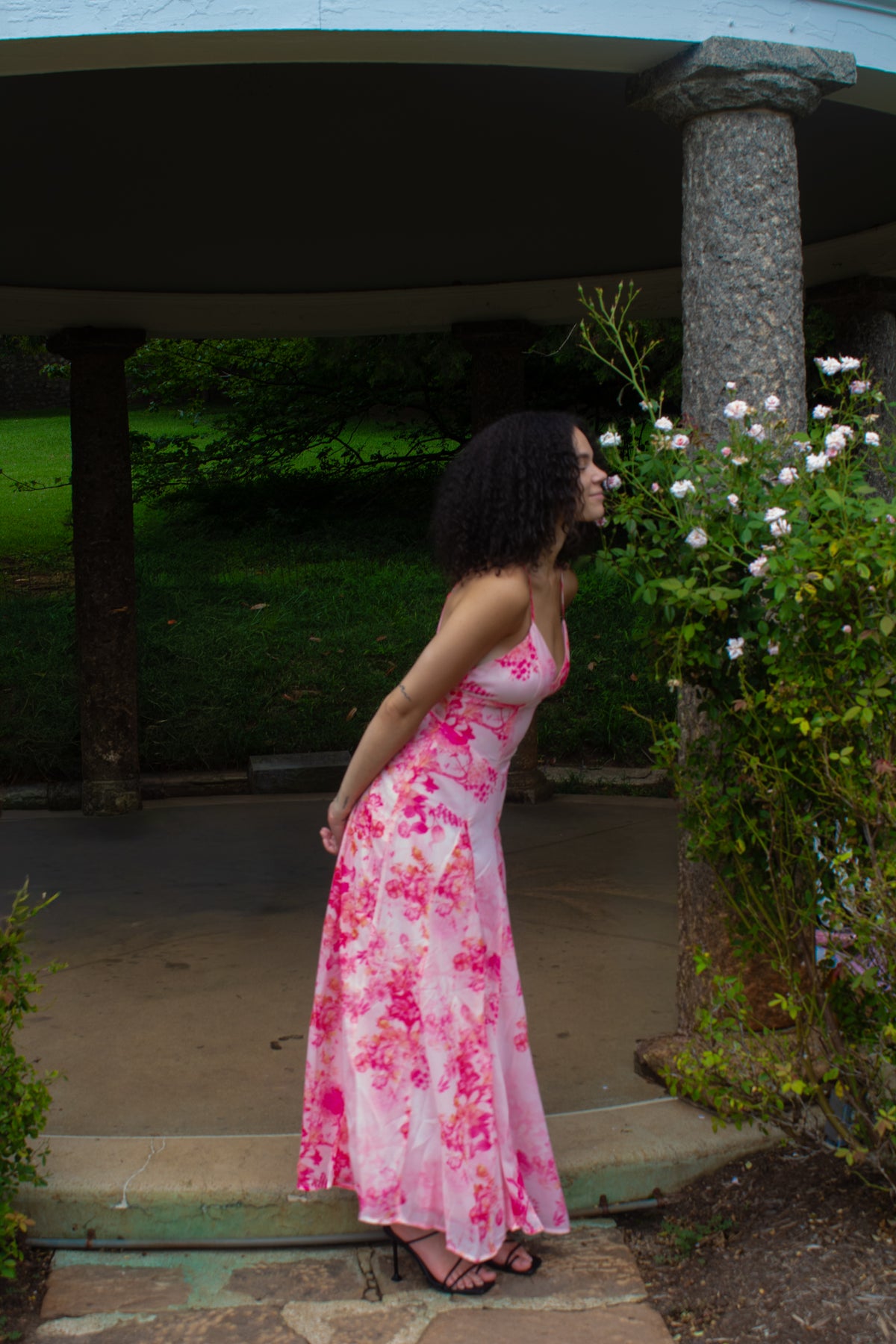 Open Back Floral Maxi Dress
