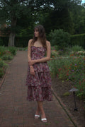 Floral Organza Tiered Midi Dress