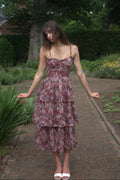 Floral Organza Tiered Midi Dress