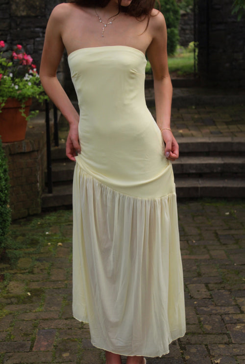 Butter Yellow Strapless Maxi Dress