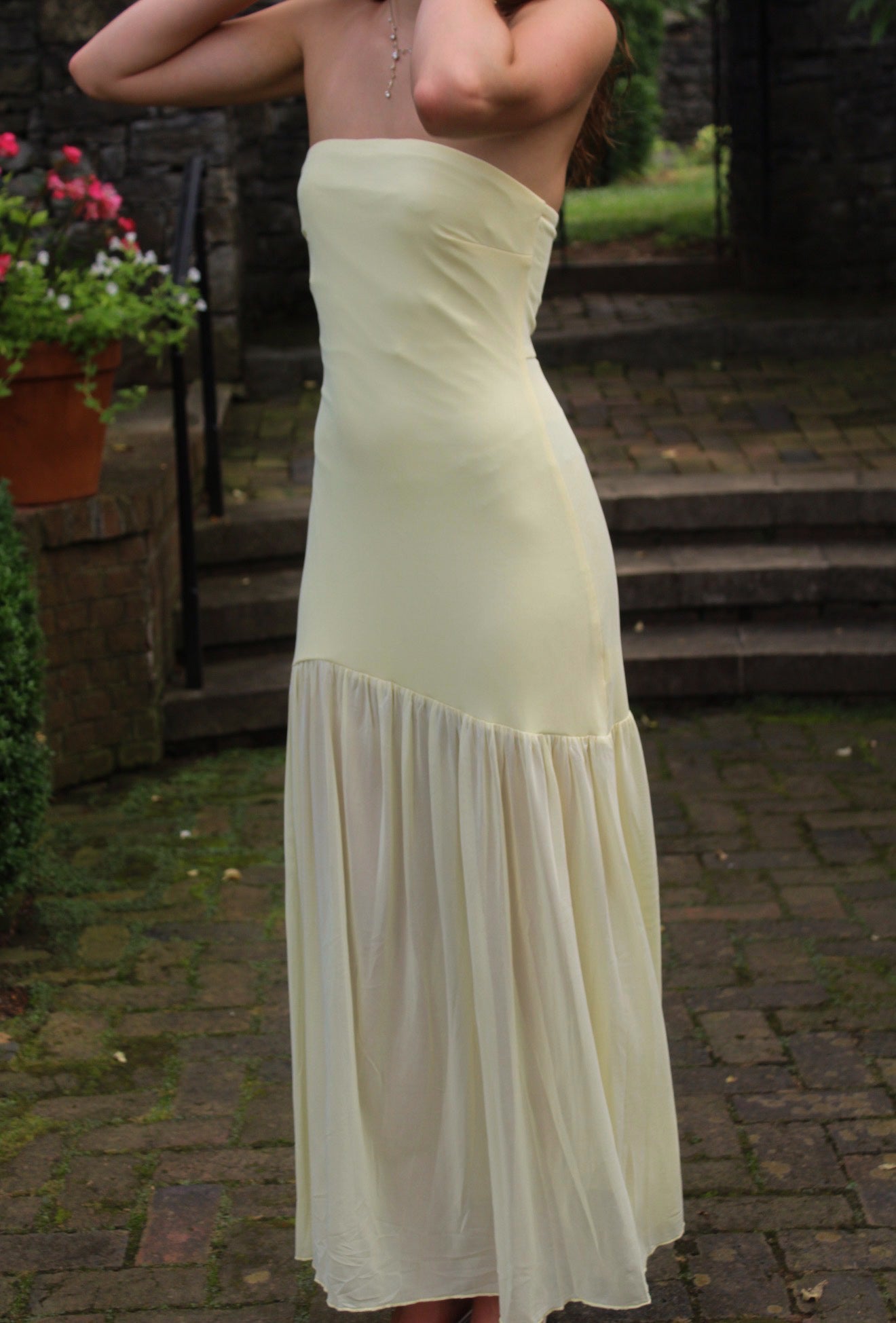 Butter Yellow Strapless Maxi Dress