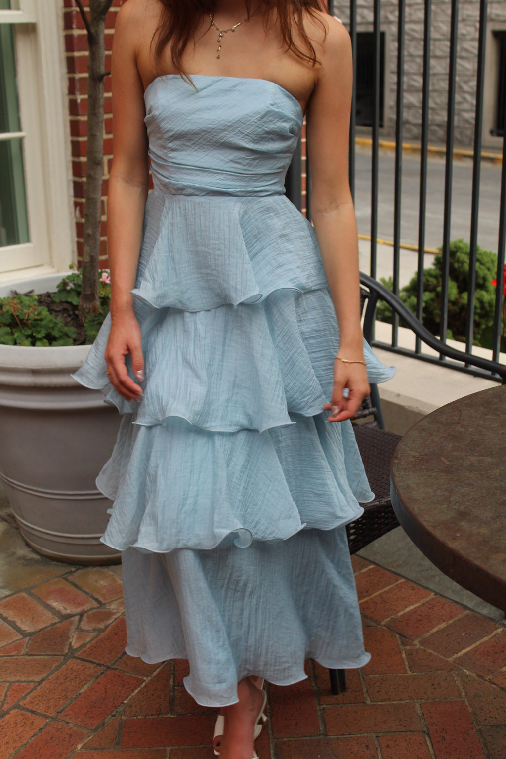 Off Shoulder Tiered Midi Dress