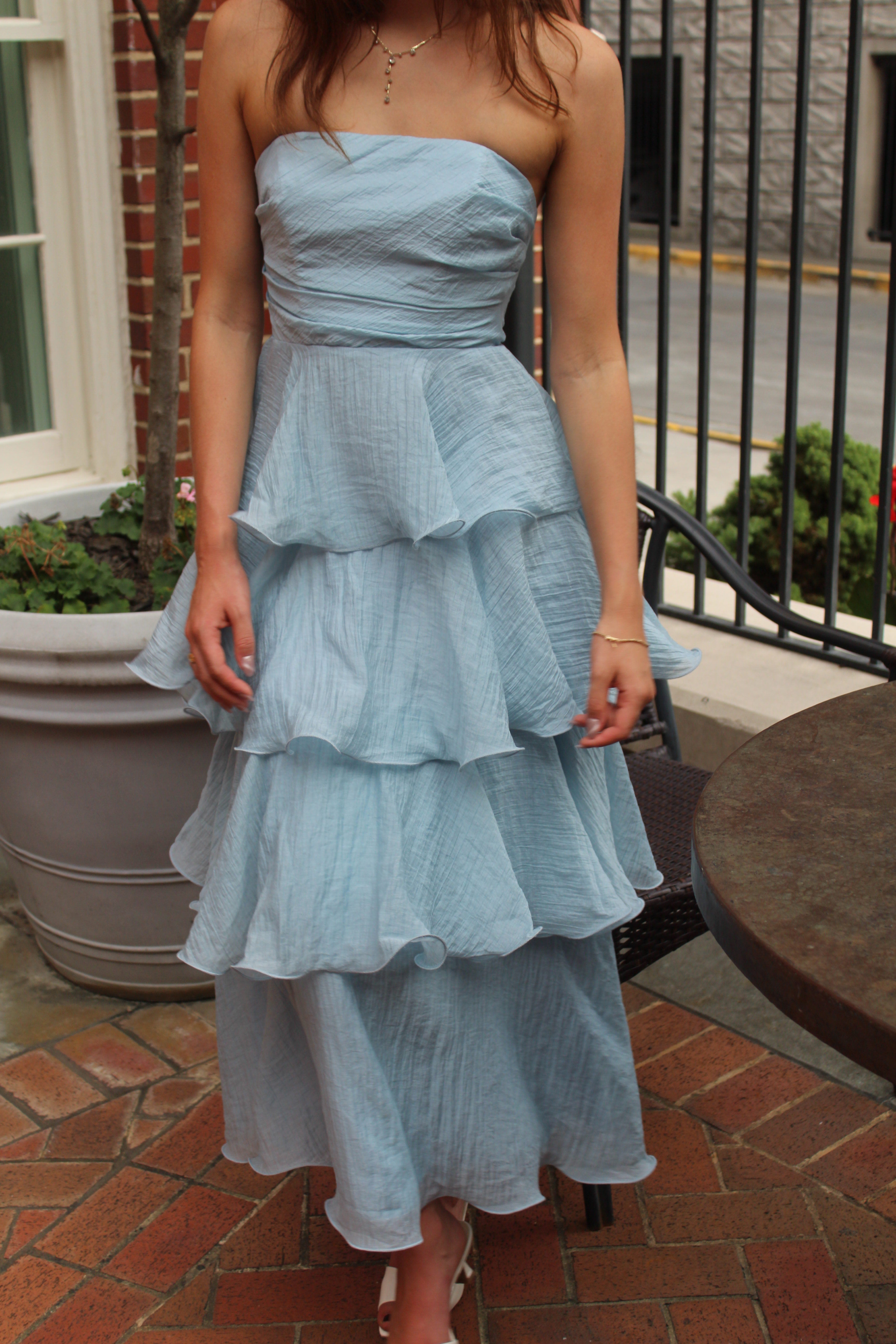 Off Shoulder Tiered Midi Dress