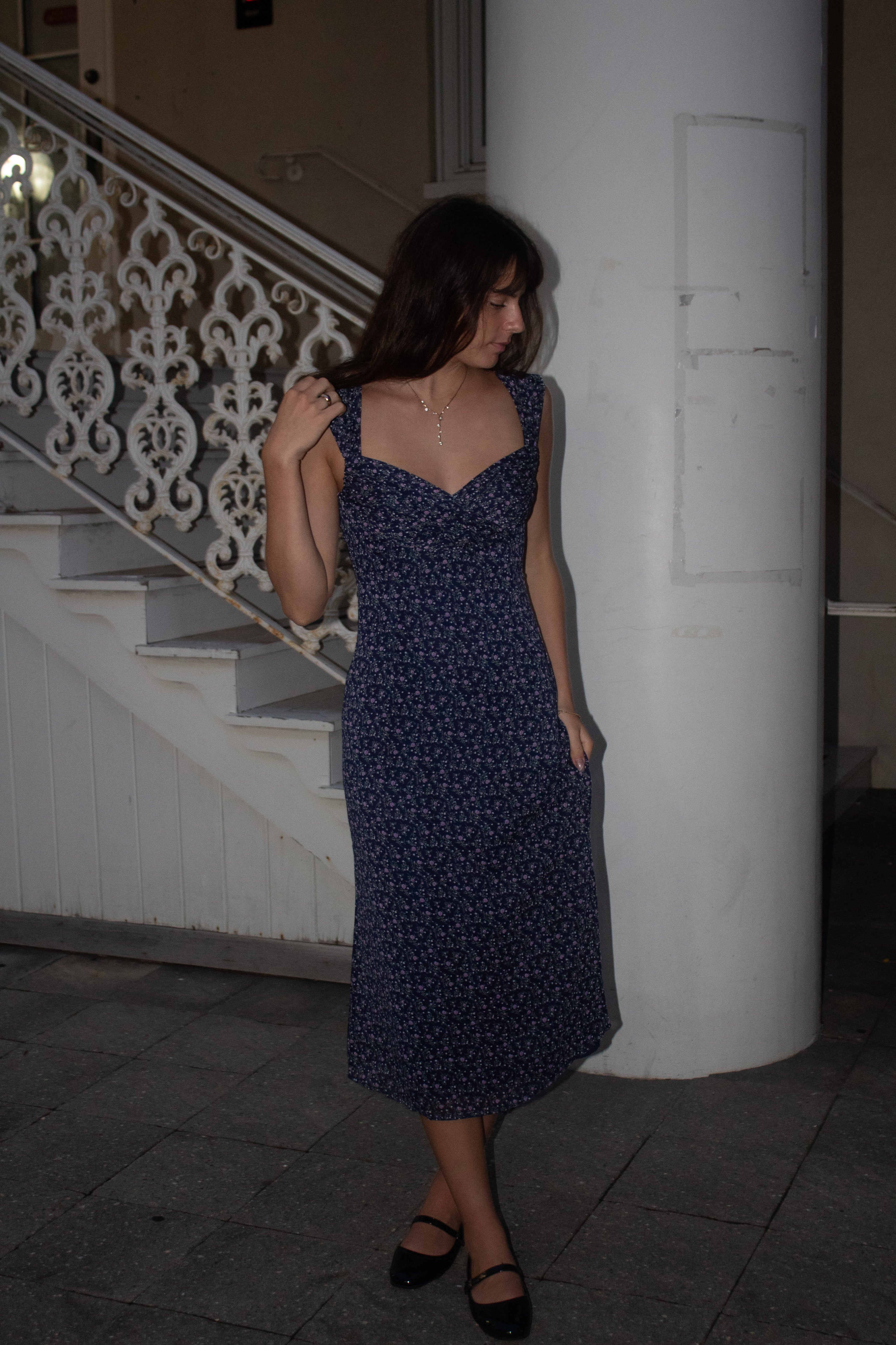 Woven Sweetheart Ruched Maxi Dress