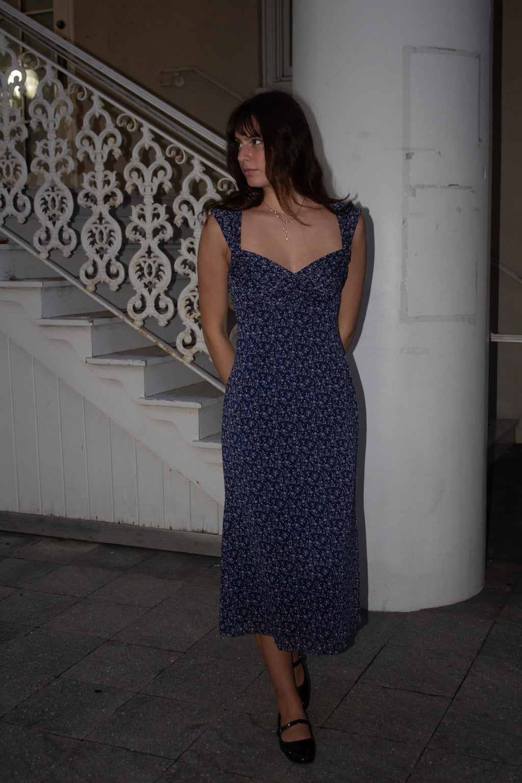 Woven Sweetheart Ruched Maxi Dress