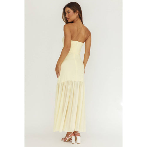 Butter Yellow Strapless Sheet Maxi Dress