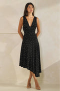 Polka Dot Ruched Asymmetrical Dress