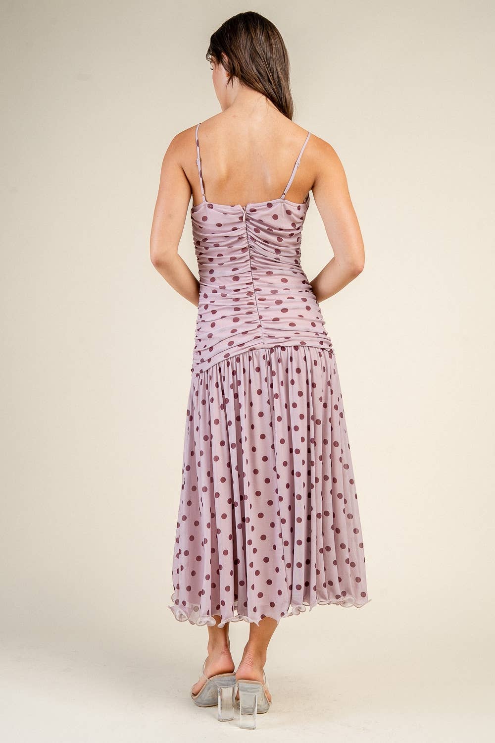 CD31112B RUCHED DROP WAISTED MIDI DRESS