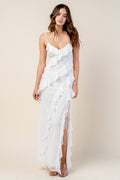 BD12681E / RUFFLE LACE MAXI DRESS