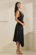Polka Dot Ruched Asymmetrical Dress